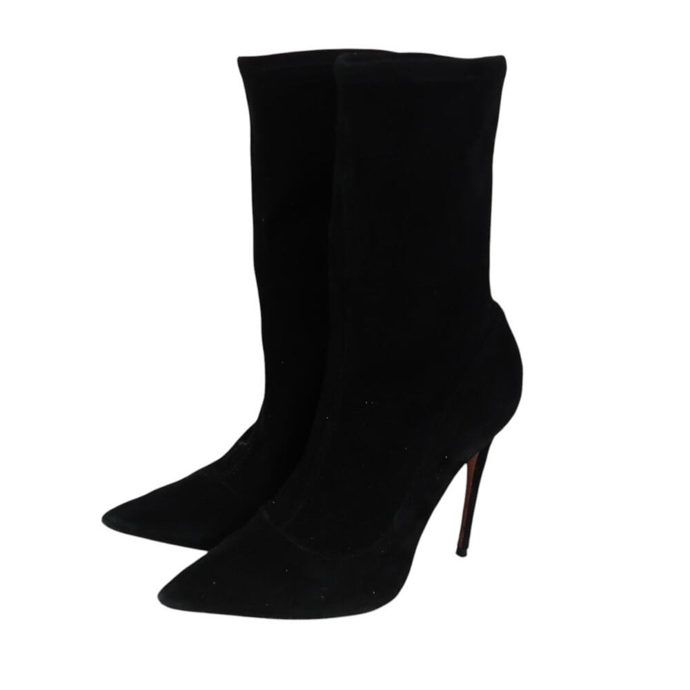 Schutz Black Mid Calf Stiletto Heel Sock Boots Leather 6.5 - Picture 4 of 7